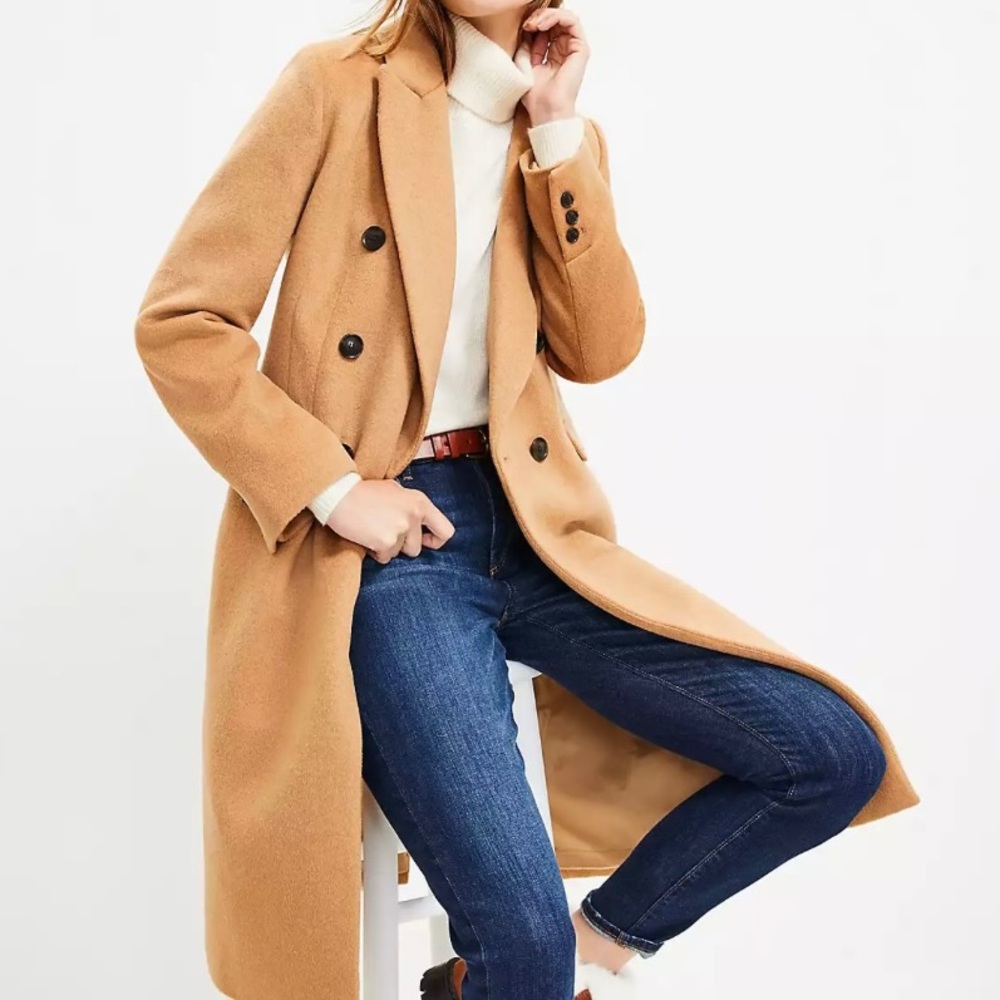 Loft double breasted coat- in honey glaze size M